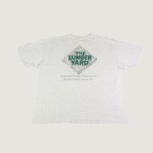 Vintage Hanes Beefy-T The Lumber Yard Graphic T-Shirt Mens 2X Gray Construction